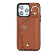 Load image into Gallery viewer, Luxurious Leather Card Holder Anti-fall Protective iPhone Case With Lanyard
