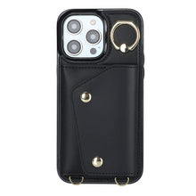 Load image into Gallery viewer, Luxurious Leather Card Holder Anti-fall Protective iPhone Case With Lanyard
