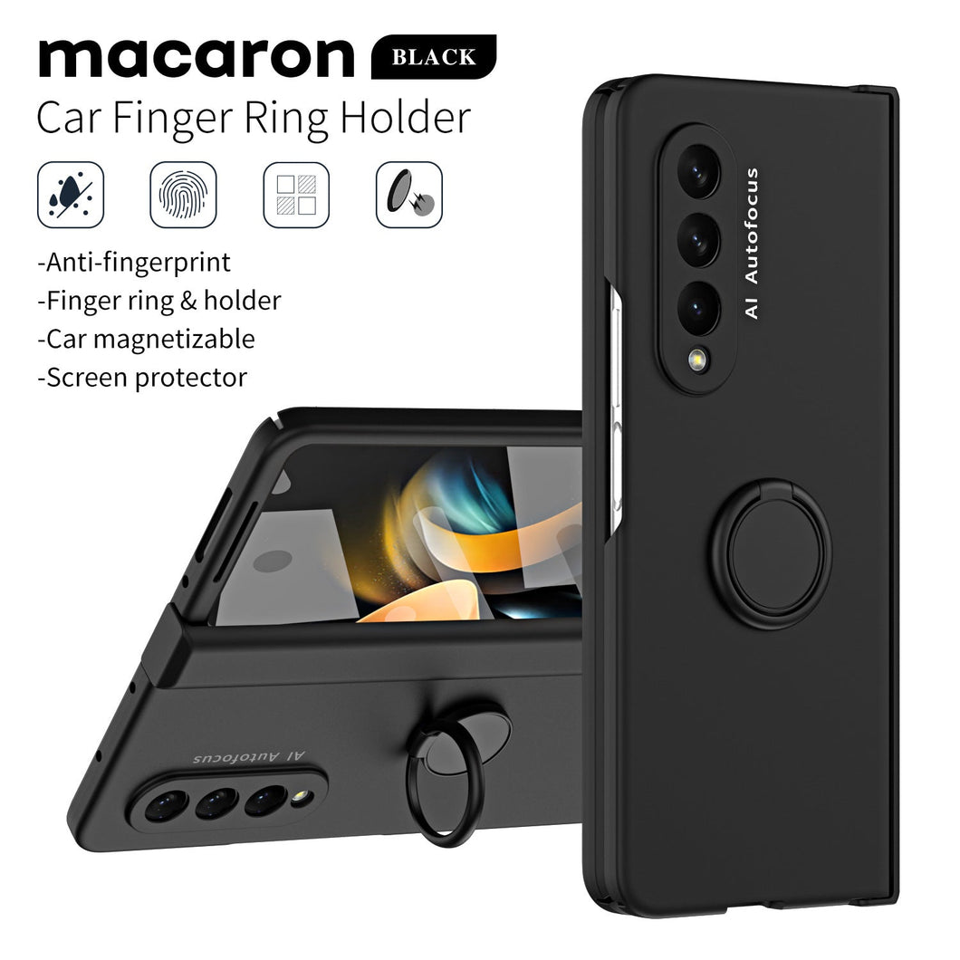 Anti-fall Protective Phone Case With Car Magnetizable Ring Holder And Film For Samsung Galaxy Z Fold5 Fold4 Fold3 - mycasety2023 Mycasety