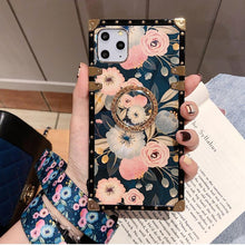 Load image into Gallery viewer, 2020 Stylish French Style Flower Lanyard Ring Phone Case for iPhone
