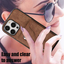 Load image into Gallery viewer, Luxurious Leather Card Holder Anti-fall Protective iPhone Case With Wrist Strap
