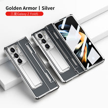 Load image into Gallery viewer, Plated Transparent Galaxy Z Fold5 Fold4 Fold3 Case with Front Screen Protector &amp; Flat Hinge Protection &amp; Kick-Stand - mycasety2023 Mycasety
