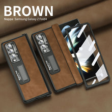 Load image into Gallery viewer, Luxury Nappa Leather Cover Magnetic Hinge Folding Shell Case For Samsung Galaxy Z Fold3 Fold4 5G With Screen Protector
