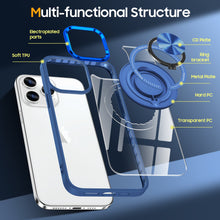 Load image into Gallery viewer, Metal Magnetic Ring Holder Transparent Protective Phone Case For iPhone Support Wireless Charging
