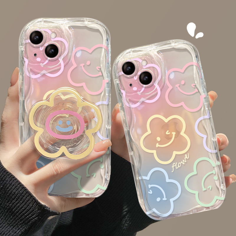 Ins Hot Smiling Face Flower Holder iPhone Case - mycasety2023 Mycasety