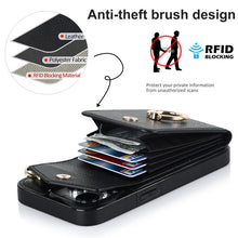 Load image into Gallery viewer, Luxurious Leather Card Holder Anti-fall Protective iPhone Case With Wrist Strap
