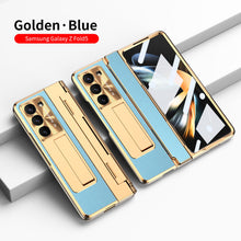 Load image into Gallery viewer, Plating Leather Galaxy Z Fold5 Fold4 Fold3 Case with Front Screen Protector &amp; Flat Hinge Protection &amp; Hidden Stand - mycasety2023 Mycasety
