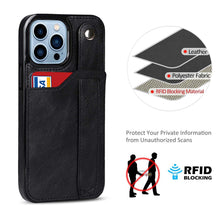 Load image into Gallery viewer, Luxurious Leather Card Holder Anti-fall Protective iPhone Case
