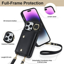 Load image into Gallery viewer, Luxurious Leather Card Holder Anti-fall Protective iPhone Case With Lanyard
