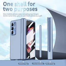 Load image into Gallery viewer, Electroplated Folding Case For Galaxy Z Fold5 Fold4 Fold3 With Double Hinge Protector and Free Stylus - mycasety2023 Mycasety
