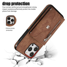 Load image into Gallery viewer, Luxurious Leather Card Holder Anti-fall Protective iPhone Case With Wrist Strap
