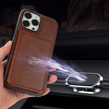 Load image into Gallery viewer, Luxurious Leather Card Holder Anti-fall Protective iPhone Case
