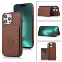 Load image into Gallery viewer, Luxurious Leather Card Holder Anti-fall Protective iPhone Case
