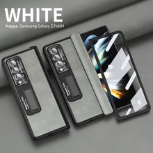 Load image into Gallery viewer, Luxury Nappa Leather Cover Magnetic Hinge Folding Shell Case For Samsung Galaxy Z Fold3 Fold4 5G With Screen Protector
