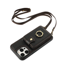 Load image into Gallery viewer, Luxurious Leather Card Holder Anti-fall Protective iPhone Case With Lanyard
