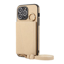 Load image into Gallery viewer, Luxurious Leather Card Holder Anti-fall Protective iPhone Case With Lanyard
