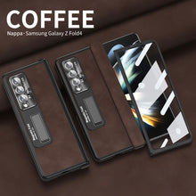 Load image into Gallery viewer, Luxury Nappa Leather Cover Magnetic Hinge Folding Shell Case For Samsung Galaxy Z Fold3 Fold4 5G With Screen Protector
