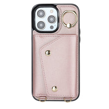 Load image into Gallery viewer, Luxurious Leather Card Holder Anti-fall Protective iPhone Case With Lanyard
