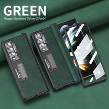 Load image into Gallery viewer, Luxury Nappa Leather Cover Magnetic Hinge Folding Shell Case For Samsung Galaxy Z Fold3 Fold4 5G With Screen Protector
