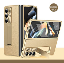 Load image into Gallery viewer, Leather Galaxy Z Fold5 Case with Front Screen Protector With Hidden Kick-Stand - mycasety2023 Mycasety
