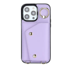 Load image into Gallery viewer, Luxurious Leather Card Holder Anti-fall Protective iPhone Case With Lanyard
