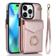 Load image into Gallery viewer, Luxurious Leather Card Holder Anti-fall Protective iPhone Case With Wrist Strap
