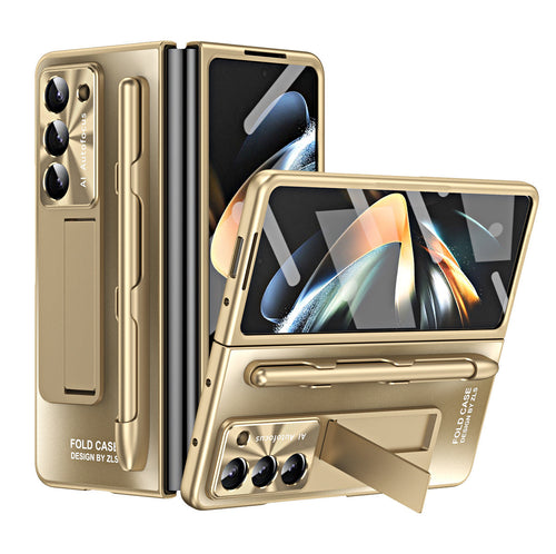 Ultra-thin Electroplated Galaxy Z Fold5 Case with Front Screen Protector Pen Slot Free Stylus & Kick-stand - mycasety2023 Mycasety