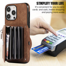 Load image into Gallery viewer, Luxurious Leather Card Holder Anti-fall Protective iPhone Case With Wrist Strap
