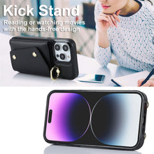 Load image into Gallery viewer, Luxurious Leather Card Holder Anti-fall Protective iPhone Case With Lanyard
