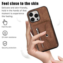 Load image into Gallery viewer, Luxurious Leather Card Holder Anti-fall Protective iPhone Case With Wrist Strap
