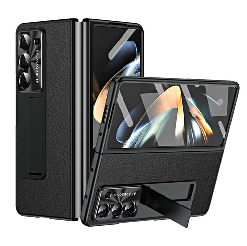 Leather Galaxy Z Fold5 Case with Front Screen Protector With Hidden Kick-Stand - mycasety2023 Mycasety