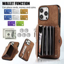 Load image into Gallery viewer, Luxurious Leather Card Holder Anti-fall Protective iPhone Case With Wrist Strap
