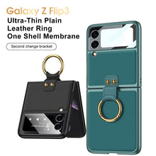Load image into Gallery viewer, Original Leather Back Screen Tempered Glass Hard Frame Cover For Samsung Z Flip 3 5G
