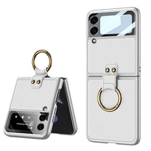 Load image into Gallery viewer, Original Leather Back Screen Tempered Glass Hard Frame Cover For Samsung Z Flip 3 5G
