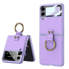 Load image into Gallery viewer, Original Leather Back Screen Tempered Glass Hard Frame Cover For Samsung Z Flip 3 5G
