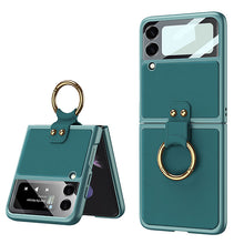 Load image into Gallery viewer, Original Leather Back Screen Tempered Glass Hard Frame Cover For Samsung Z Flip 3 5G
