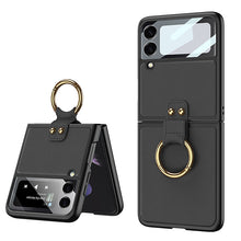 Load image into Gallery viewer, Original Leather Back Screen Tempered Glass Hard Frame Cover For Samsung Z Flip 3 5G

