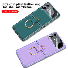 Load image into Gallery viewer, Original Leather Back Screen Tempered Glass Hard Frame Cover For Samsung Z Flip 3 5G
