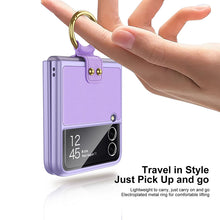 Load image into Gallery viewer, Original Leather Back Screen Tempered Glass Hard Frame Cover For Samsung Z Flip 3 5G
