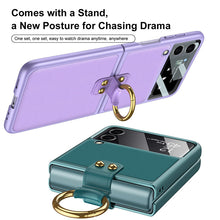 Load image into Gallery viewer, Original Leather Back Screen Tempered Glass Hard Frame Cover For Samsung Z Flip 3 5G
