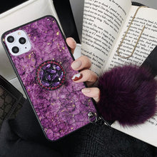 Load image into Gallery viewer, Hair Ball Airbag Bracket Diamond iPhone Samsung Huawei Case
