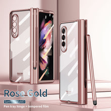 Load image into Gallery viewer, Transparent Electroplating S Pen Fold Edition Case for Samsung Galaxy Z Fold3 Fold4 With Back Tempered Glass
