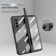 Load image into Gallery viewer, Transparent Electroplating S Pen Fold Edition Case for Samsung Galaxy Z Fold3 Fold4 With Back Tempered Glass
