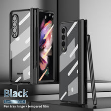 Load image into Gallery viewer, Transparent Electroplating S Pen Fold Edition Case for Samsung Galaxy Z Fold3 Fold4 With Back Tempered Glass
