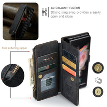 Load image into Gallery viewer, Samsung Galaxy Z Fold4 5G Wallet Case With Lanyard Strap Wristlet Zipper Card Holder Case
