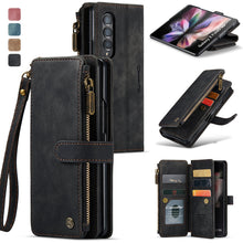 Load image into Gallery viewer, Samsung Galaxy Z Fold4 5G Wallet Case With Lanyard Strap Wristlet Zipper Card Holder Case
