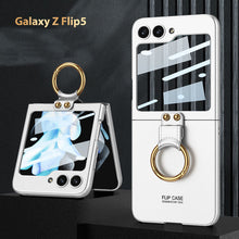 Load image into Gallery viewer, Electroplated Samsung Galaxy Z Flip 5 Case with Front Screen Tempered Glass Protector and Ring - mycasety2023 Mycasety
