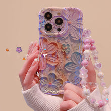Load image into Gallery viewer, High Quality Blue Light Flower iPhone Case With Lanyard
