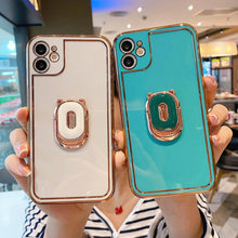 Load image into Gallery viewer, Plating Clear Candy Color Phone Case with Ring Holder for iPhone 11 12 Pro Max XS Max XR X 8 7 Plus - VooChoice

