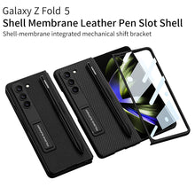 Load image into Gallery viewer, Slim Leather Samsung Galaxy Z Fold 5 Case with Front Screen Tempered Glass Protector &amp; Pen Slot &amp; Stylus - mycasety2023 Mycasety
